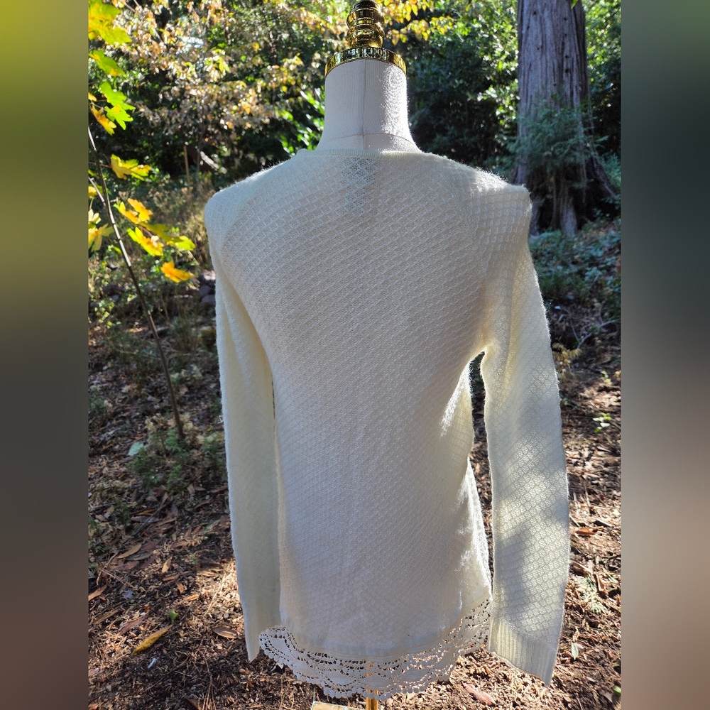 Chico's‎ Knit Sweater with Gold Rhinestone Accents And Lace - Picture 3 of 8